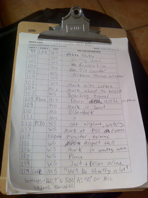 My shot list, all I can show for now.