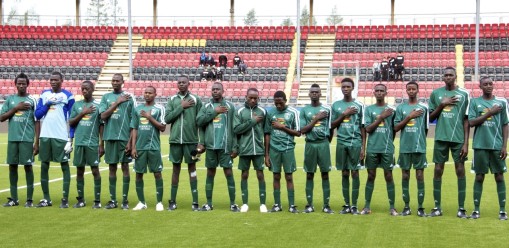 The chosen Darfur United 15, singing their anthem with pride and heart during today's pre-game introduction.