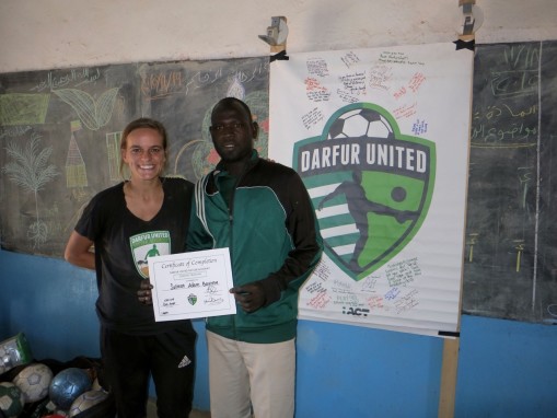Souliman, while registering kids and filling out player cards looked up with a huge smile and said, “I feel so good, and know that I will become a leader in Goz Amer. I hope to travel to other camps one day and help train new coaches.”